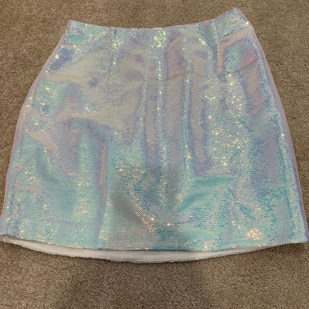 Nadine Merabi Phoebe Sequin White Skirt S/M NWT - Picture 4 of 6